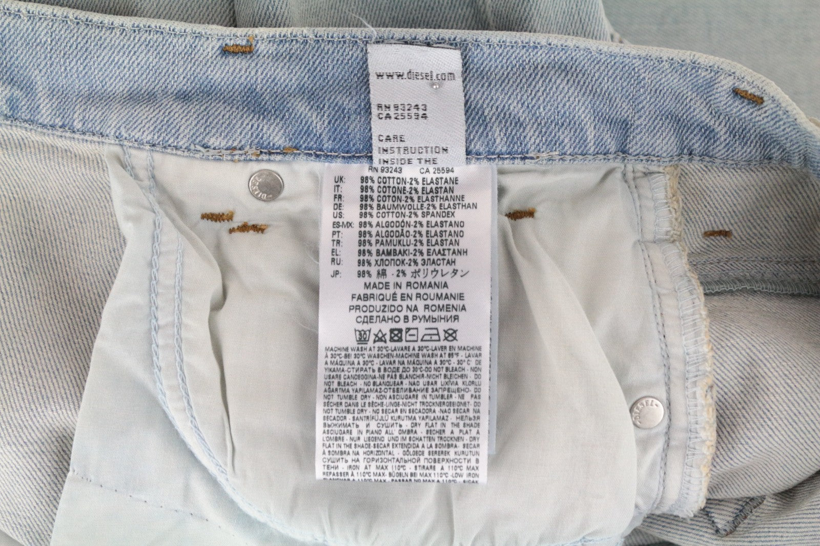 DIESEL Niclah 084RR Women Jeans W27/L32 Regular Straight High Waist Light Blue