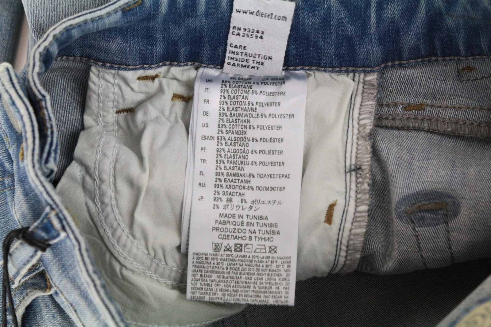DIESEL Slandy 084MT Women Jeans W26/L32 Distressed Super Slim Skinny Blue