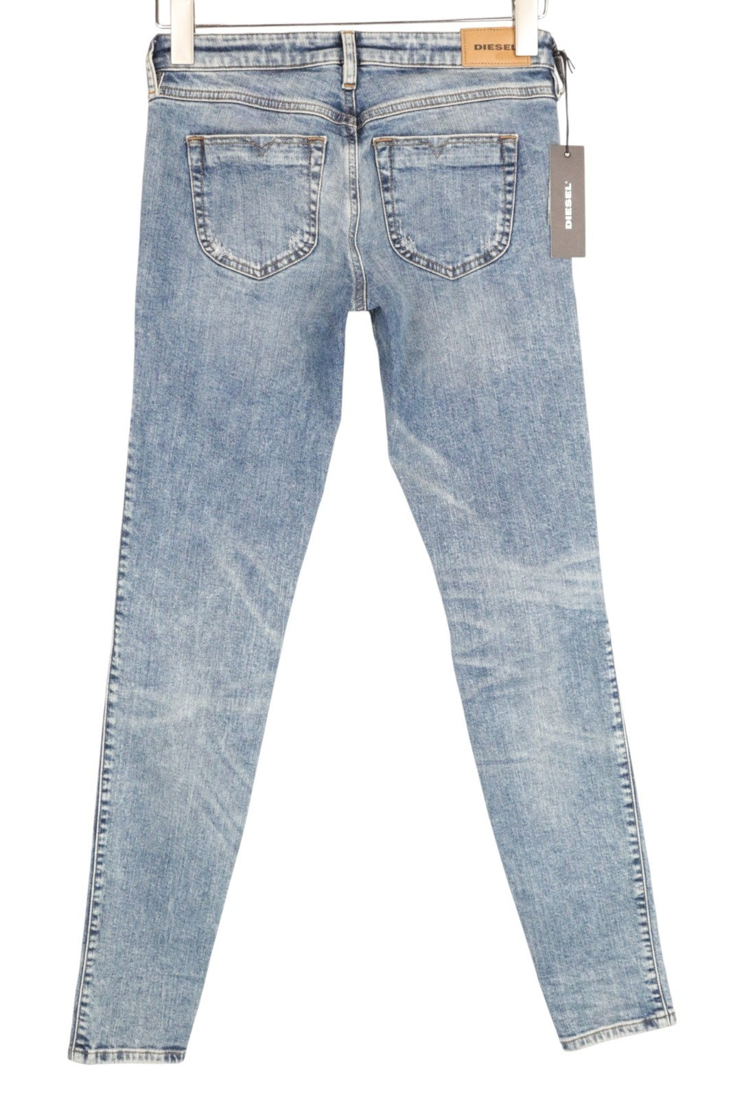 DIESEL Gracey 069AI Women Jeans W25/L32 Super Slim-Skinny Blue Distressed Low