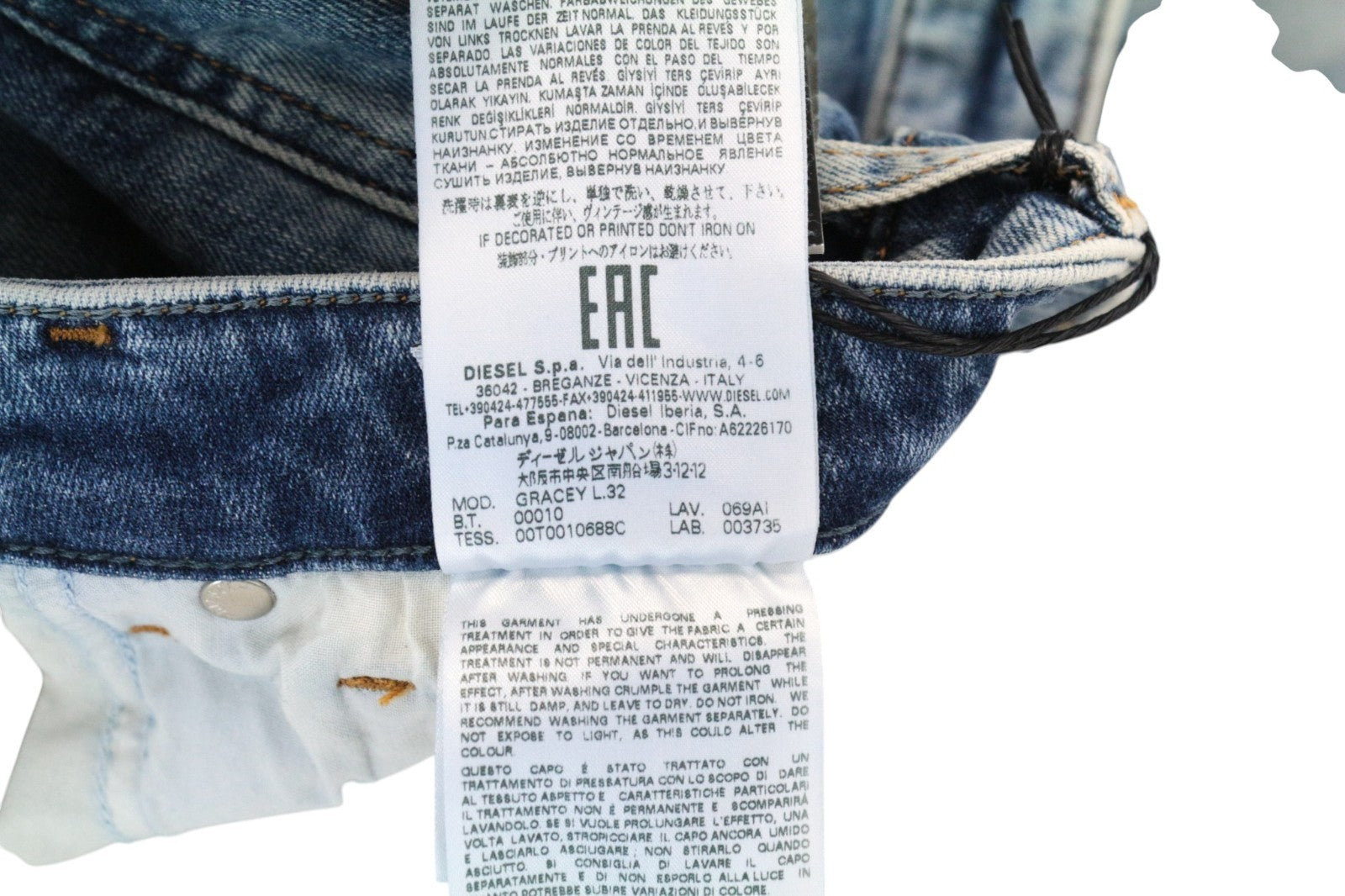 DIESEL Gracey 069AI Women Jeans W25/L32 Super Slim-Skinny Blue Distressed Low