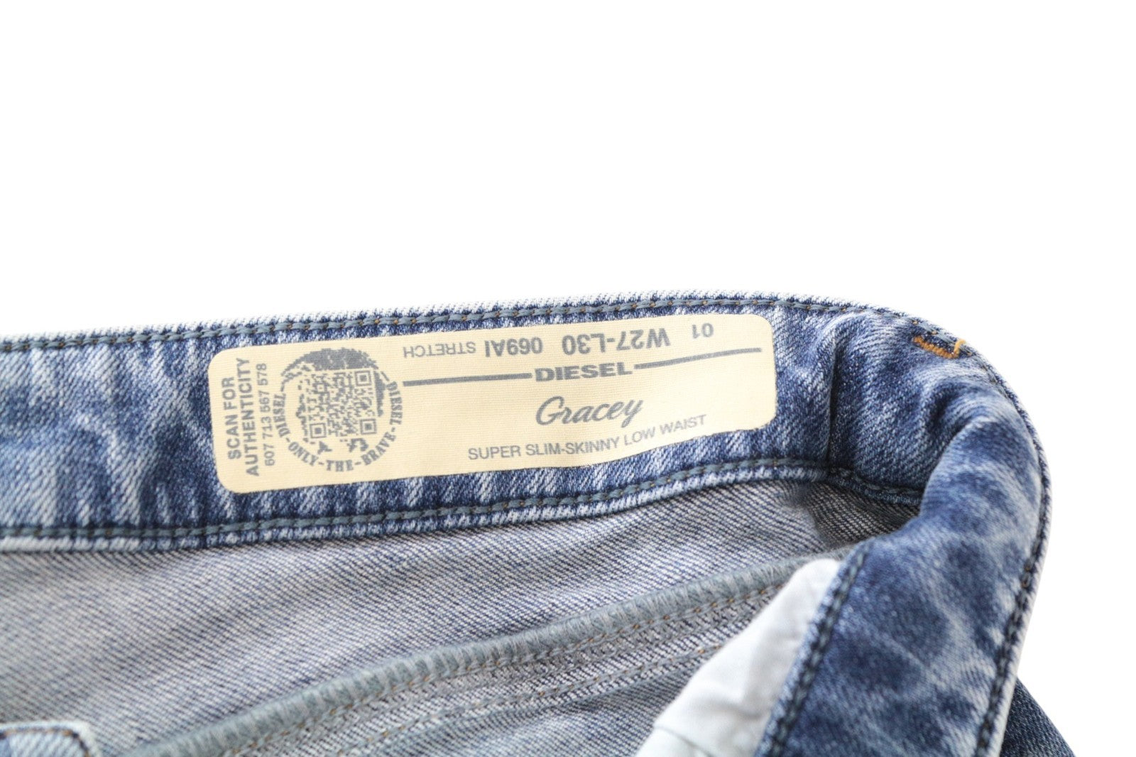 DIESEL Gracey 069AI Women Jeans W27/L30 Distressed Super Slim-Skinny Stretch