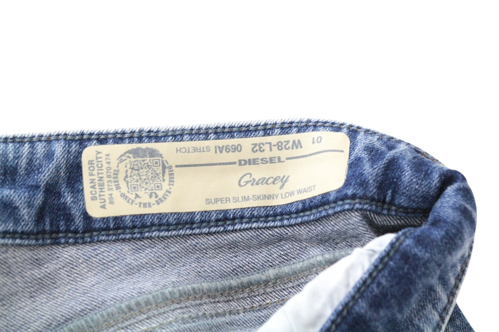 DIESEL Gracey 069AI Women Jeans W28/L32 Stretch Low Waist Slim-Skinny Blue