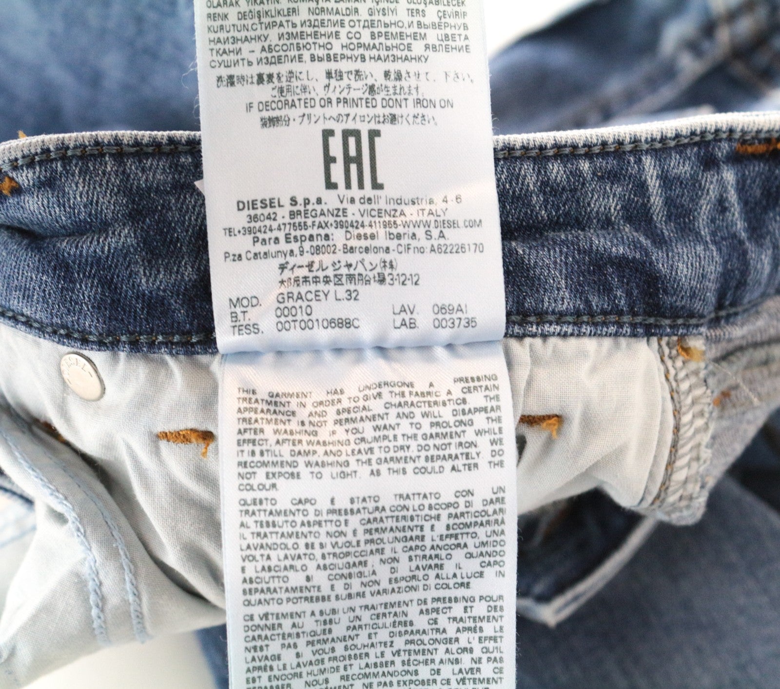 DIESEL Gracey 069AI Women Jeans W28/L32 Stretch Low Waist Slim-Skinny Blue