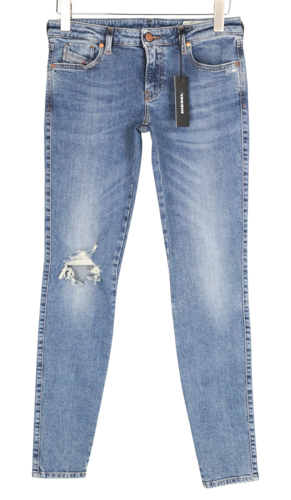 DIESEL Gracey 069AI Women Jeans W29/L32 Super Slim-Skinny Low Distressed Blue