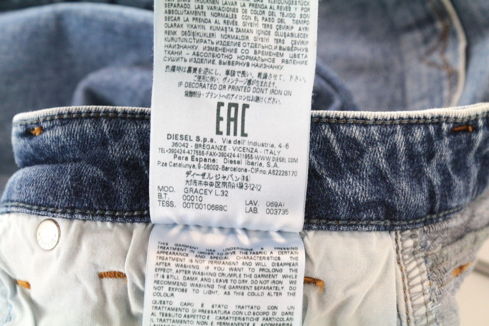 DIESEL Gracey 069AI Women Jeans W29/L32 Super Slim-Skinny Low Distressed Blue