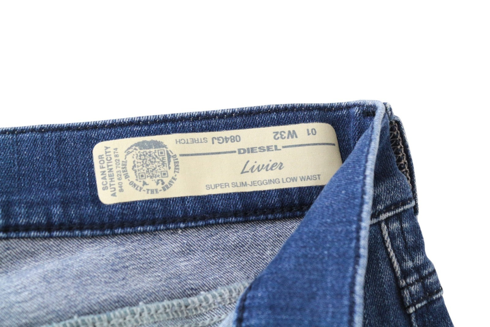 DIESEL Livier 084GJ Women Jeans W32 Low Jegging Stretch Super Slim Mid-Blue