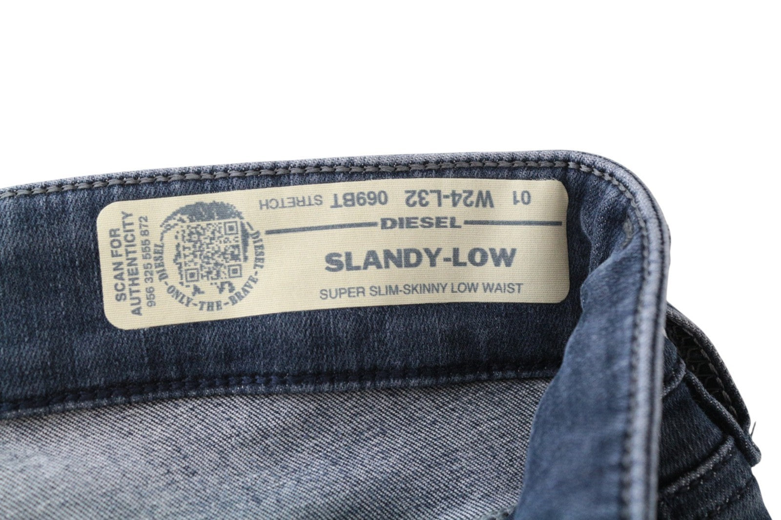 DIESEL Slandy-Low 069BT Women Jeans W24/L32 Stretch Super Slim Skinny Blue Low