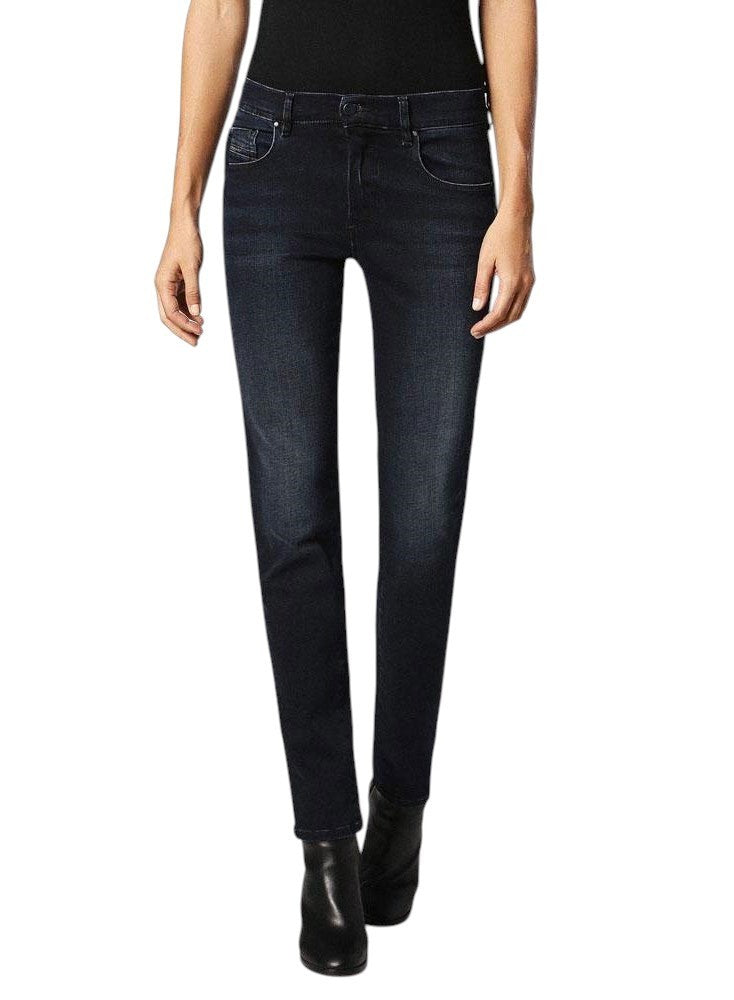DIESEL Slandy 0686B Women Jeans W24/L32 Regular Slim Straight Dark Blue Stretch