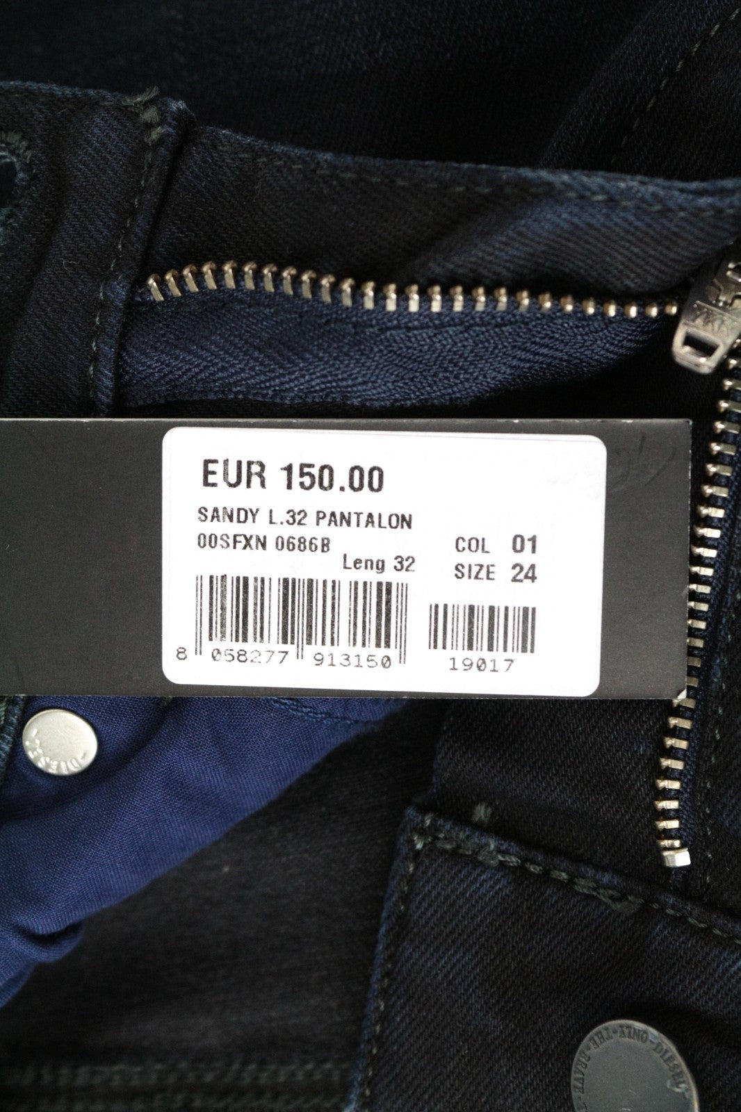 DIESEL Slandy 0686B Women Jeans W24/L32 Regular Slim Straight Dark Blue Stretch