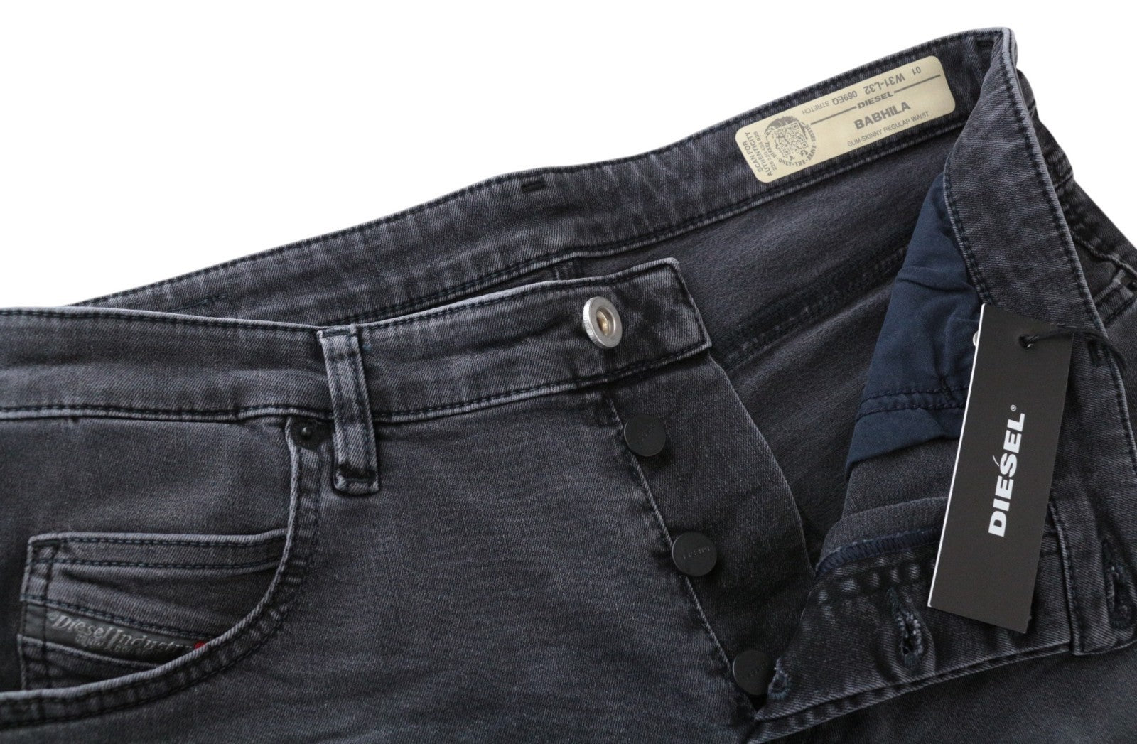 DIESEL Babhila 069EQ Women Jeans W31/L32 Stretch Slim Skinny Fitted Dark Grey