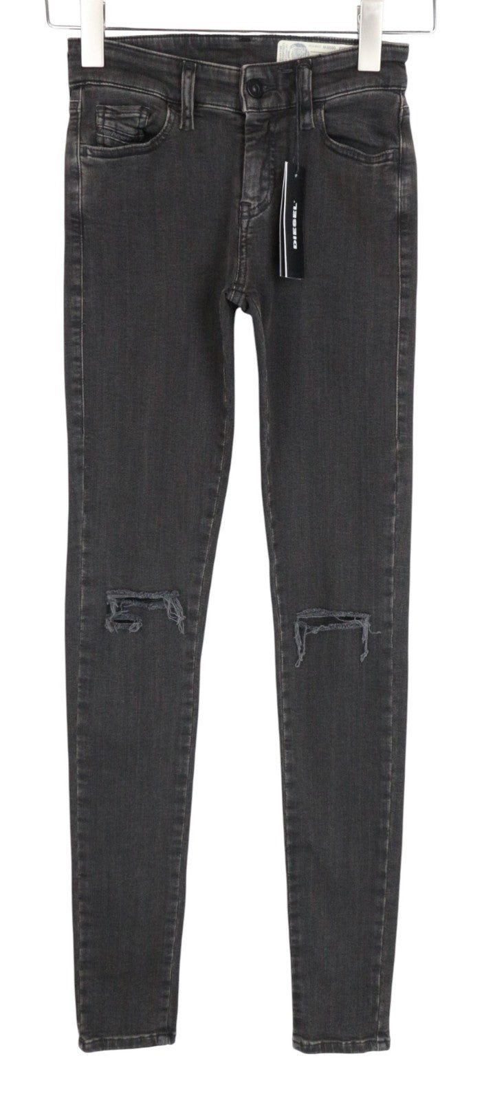 DIESEL Slandy 069BW Women Jeans W23/L32 Super Slim Skinny Dark Grey Distressed