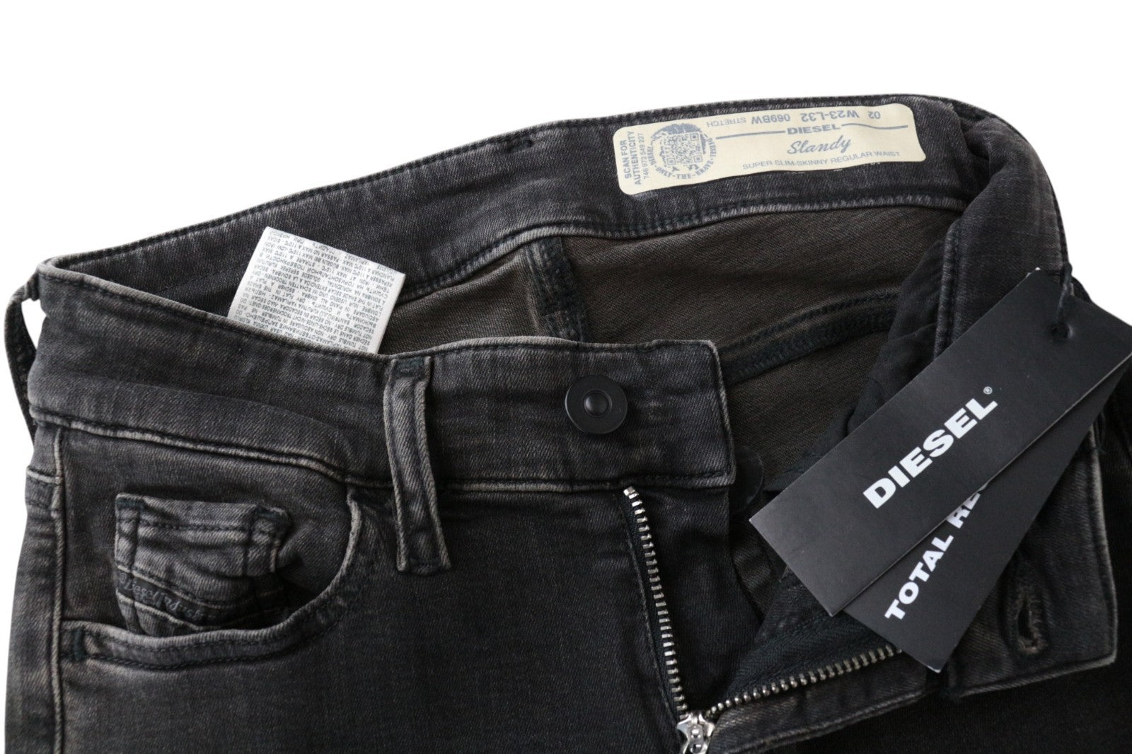 DIESEL Slandy 069BW Women Jeans W23/L32 Super Slim Skinny Dark Grey Distressed