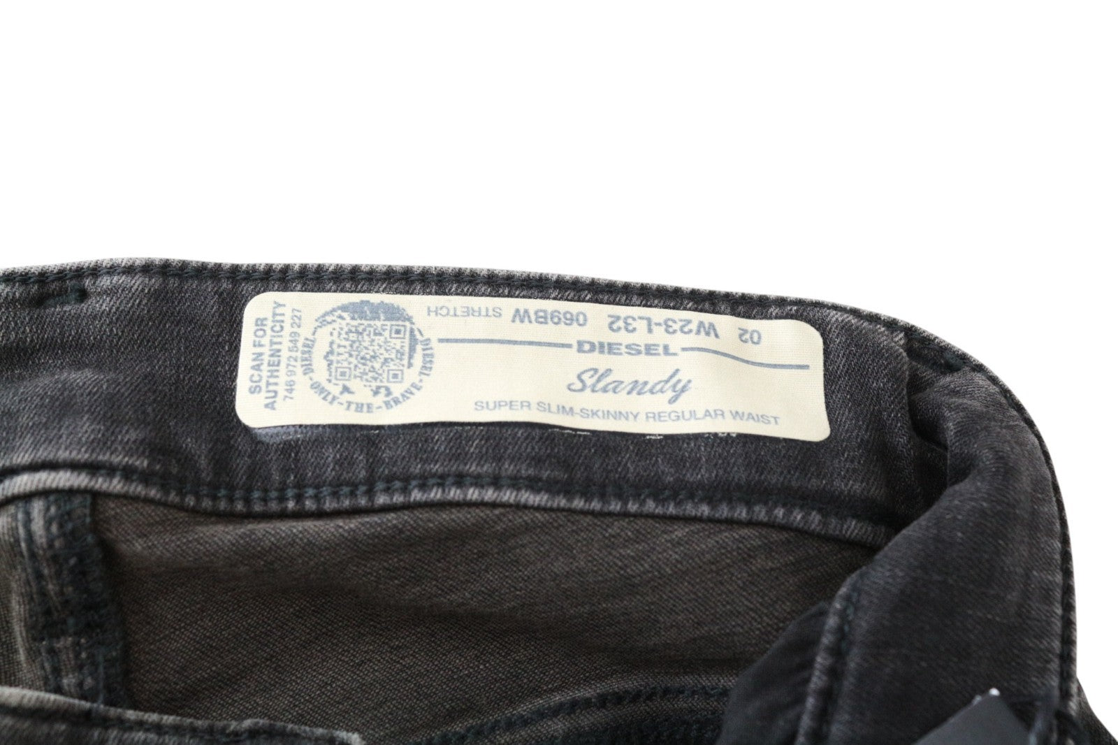 DIESEL Slandy 069BW Women Jeans W23/L32 Super Slim Skinny Dark Grey Distressed
