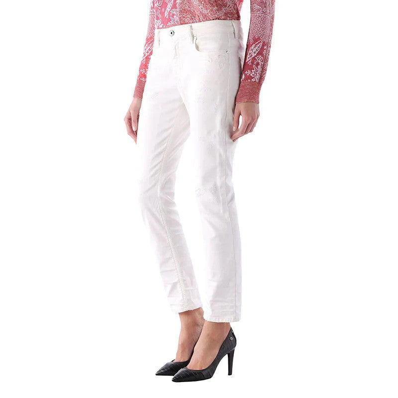 DIESEL Gruppe-Ne 0672D Women Jeans W31 Sweat Jogg Slim Off-White Cotton Stretch