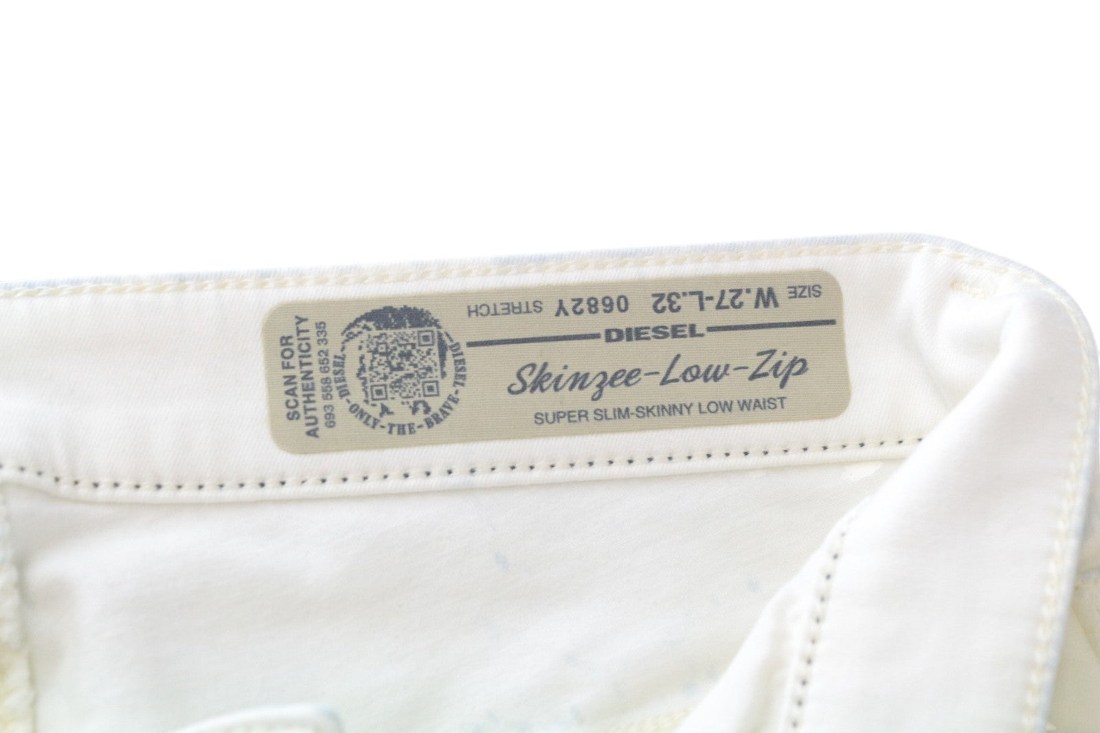 DIESEL Skinzee-Low-Zip 0682Y Women Jeans W27/L32 Super Slim-Skinny Off-White