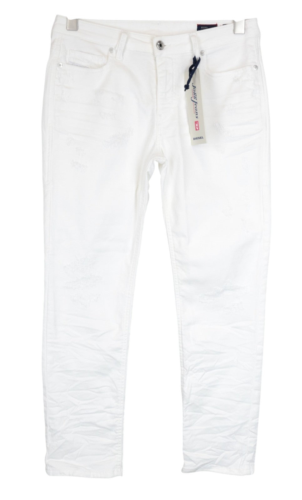 DIESEL Rizzo-NE 0672D Women Jeans W25 Sweat Jogg Slim Off White Cotton Stretch