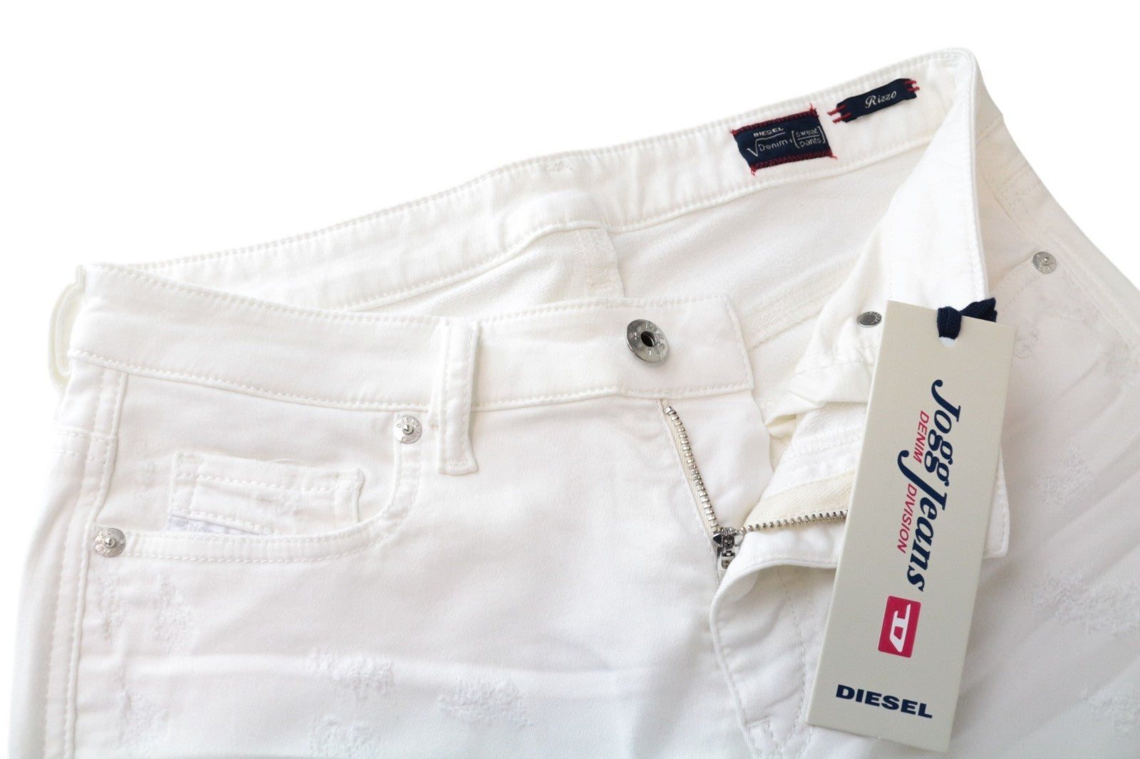 DIESEL Rizzo-NE 0672D Women Jeans W25 Sweat Jogg Slim Off White Cotton Stretch