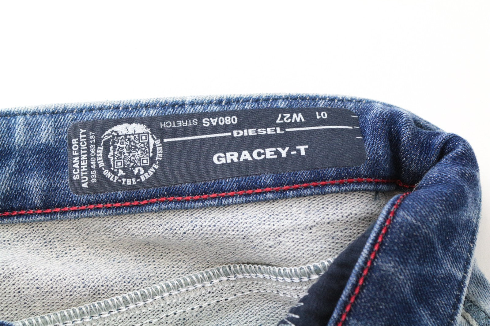 DIESEL Gracey-T 080AS Women Jeans W27 Sweat Jogg Boyfriend Fit Blue Stretch