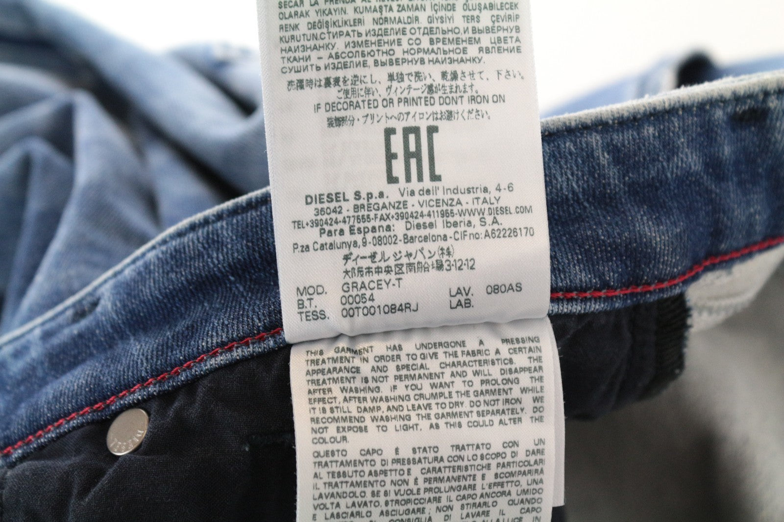 DIESEL Gracey-T 080AS Women Jeans W27 Sweat Jogg Boyfriend Fit Blue Stretch