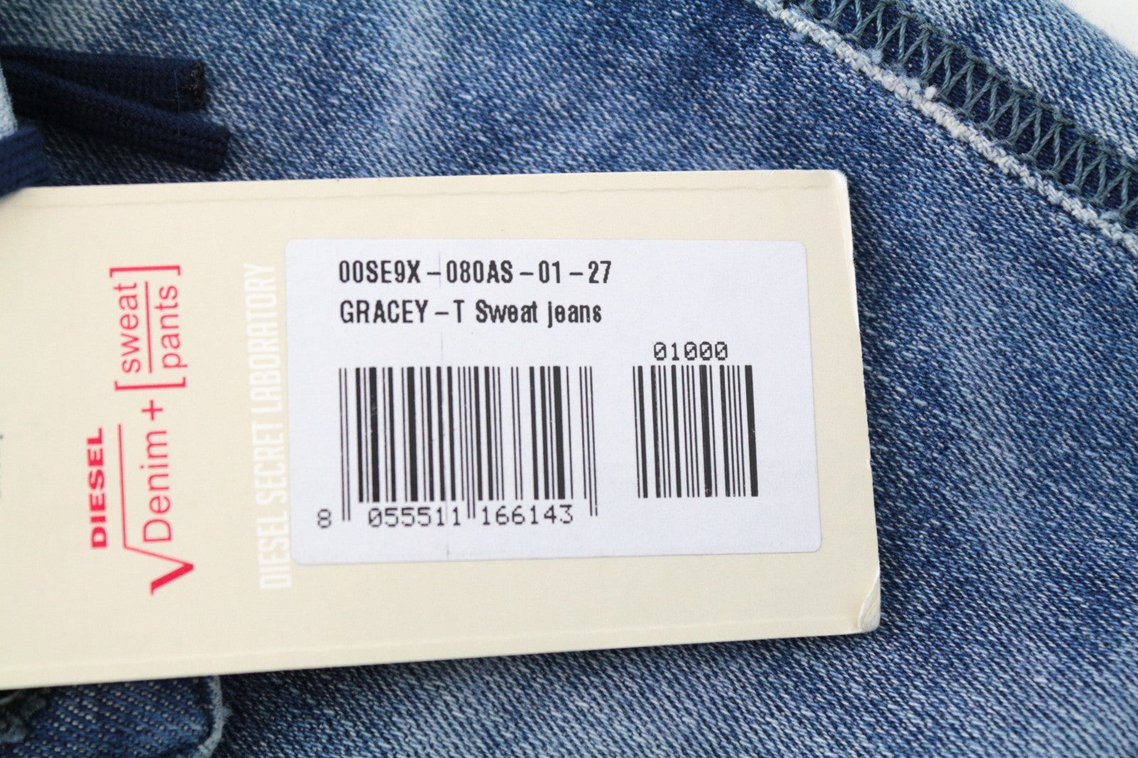 DIESEL Gracey-T 080AS Women Jeans W27 Sweat Jogg Boyfriend Fit Blue Stretch
