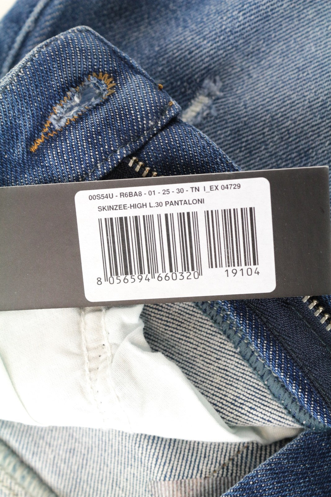 DIESEL Skinzee-High R6BA8 Women Jeans W25/L30 Super Slim-Skinny Blue Stretch