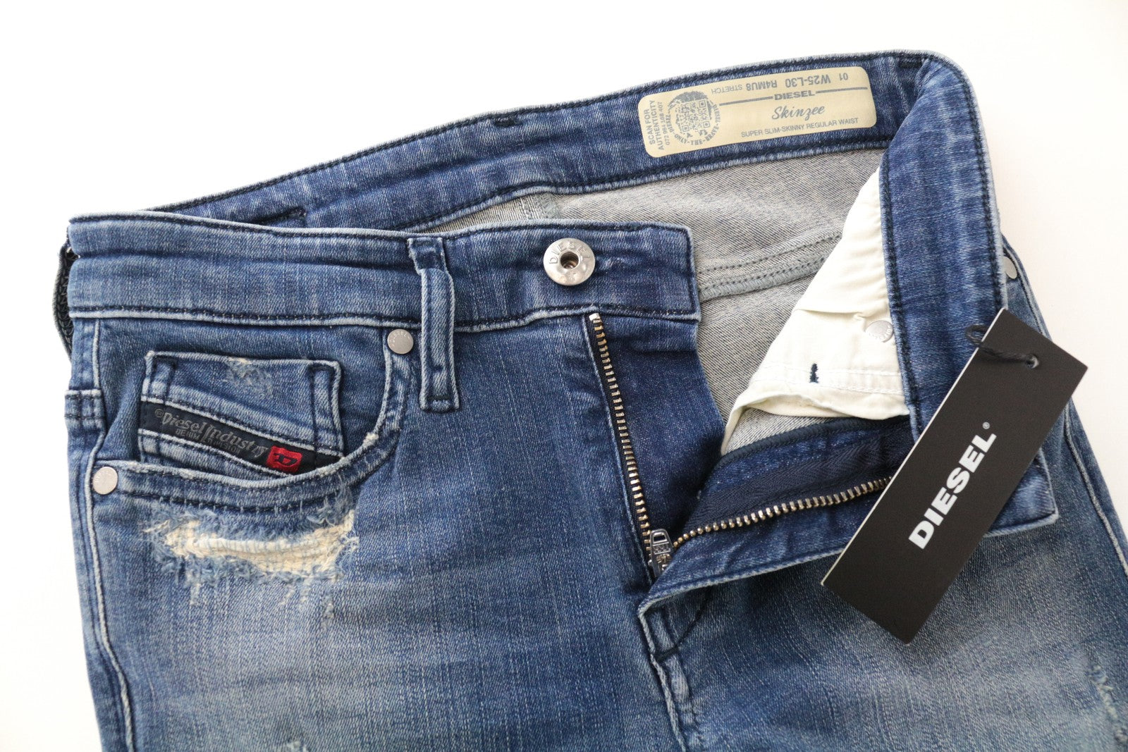 DIESEL Skinzee R4MU8 Women Jeans W25/L30 Super Slim-Skinny Blue Cotton Stretch