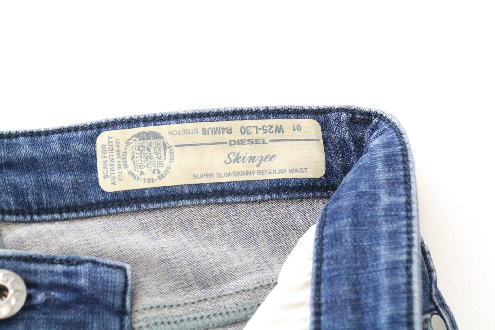DIESEL Skinzee R4MU8 Women Jeans W25/L30 Super Slim-Skinny Blue Cotton Stretch
