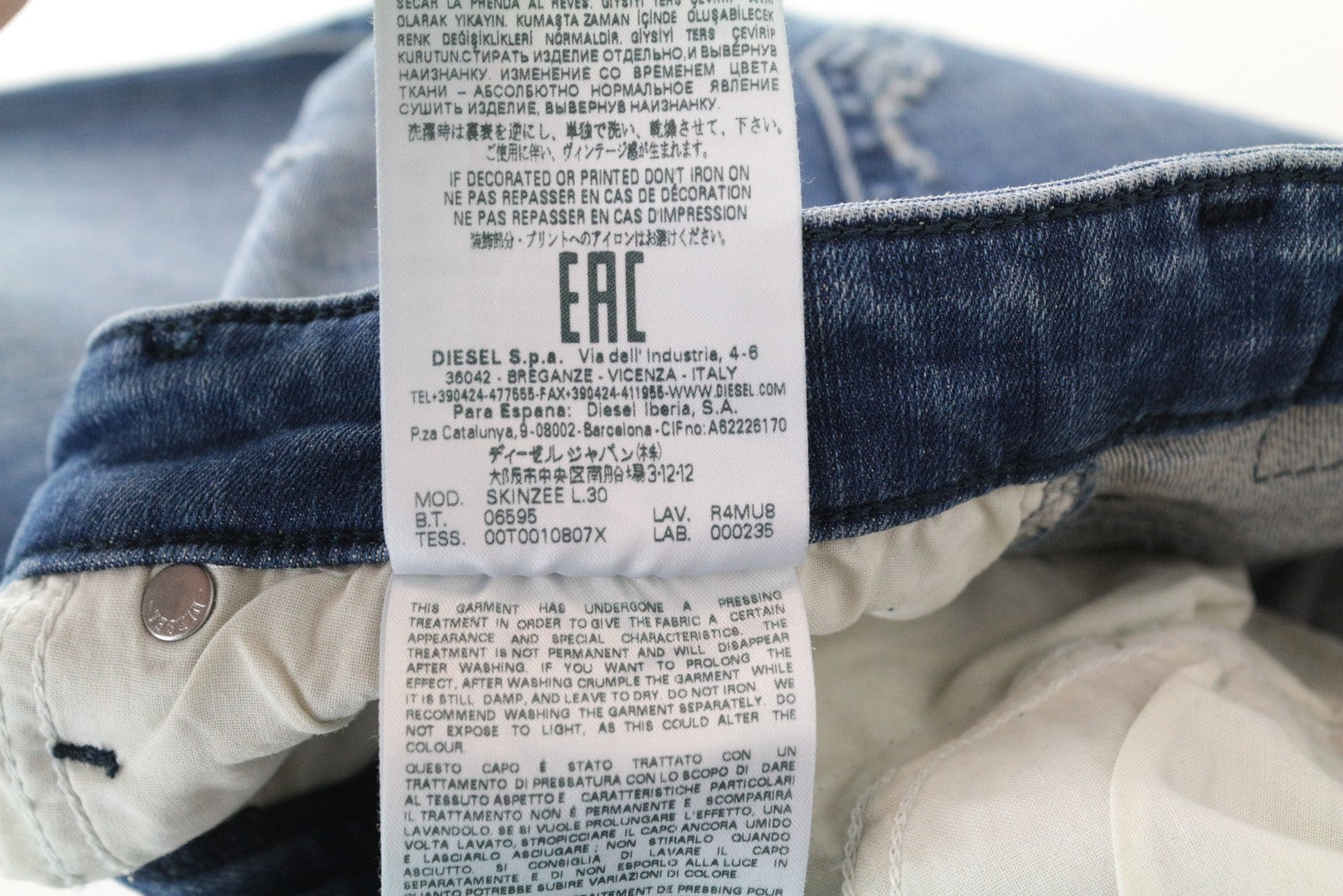 DIESEL Skinzee R4MU8 Women Jeans W25/L30 Super Slim-Skinny Blue Cotton Stretch
