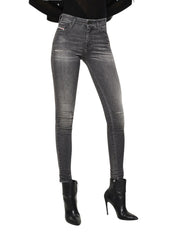 DIESEL Slandy 083AJ Women Jeans W25/L34 Super Slim-Skinny Grey Cotton Stretch