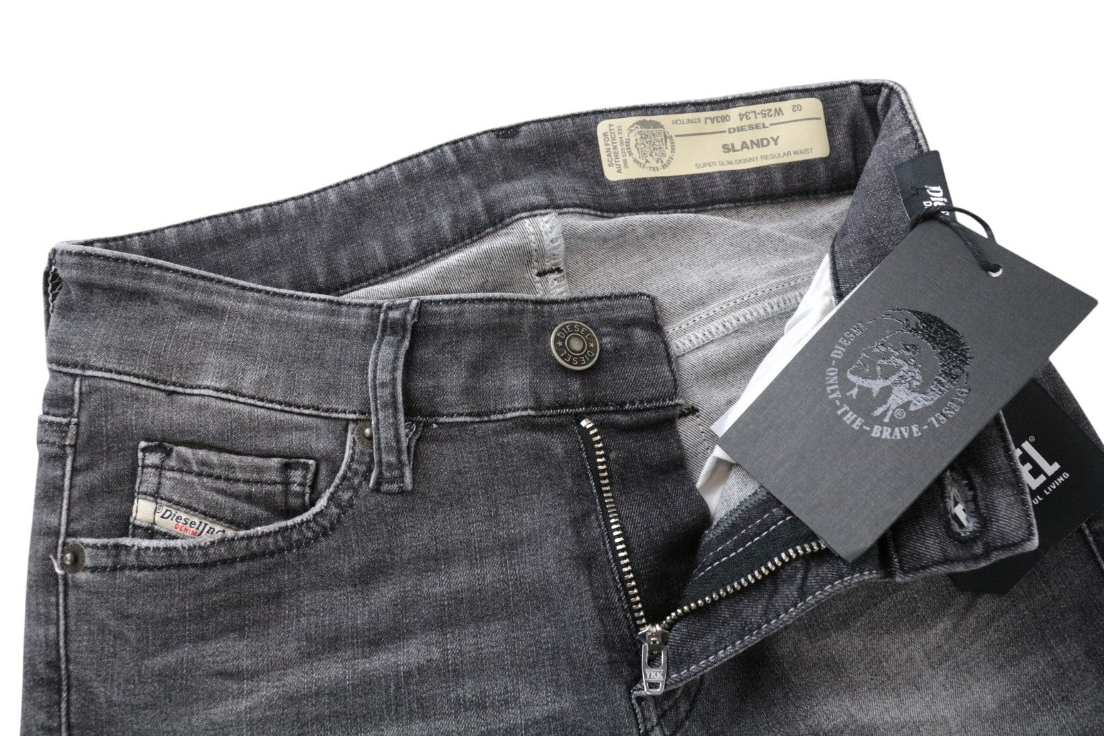DIESEL Slandy 083AJ Women Jeans W25/L34 Super Slim-Skinny Grey Cotton Stretch