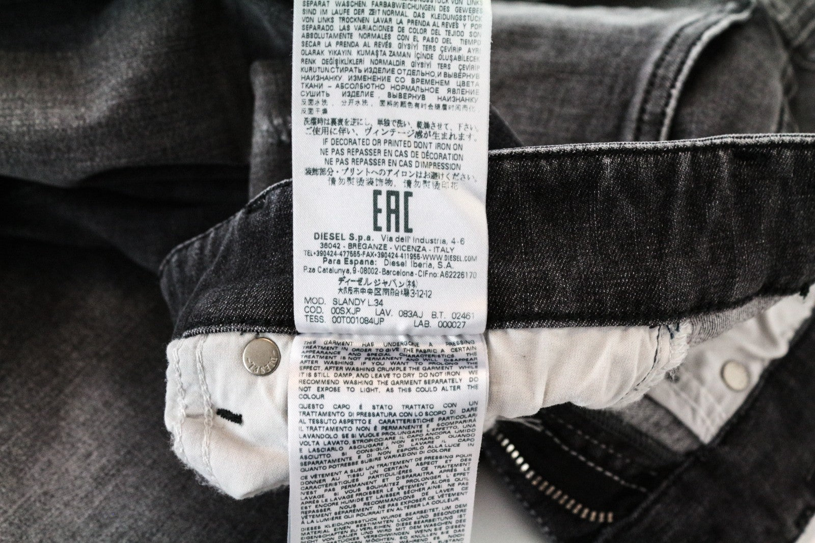 DIESEL Slandy 083AJ Women Jeans W25/L34 Super Slim-Skinny Grey Cotton Stretch