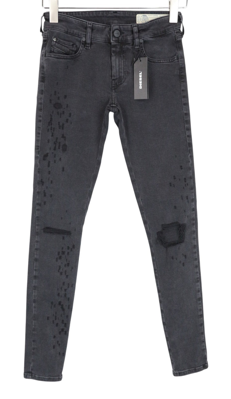 DIESEL Slandy-Low 085AW Women Jeans W25/L32 Super Slim-Skinny Grey Stretch