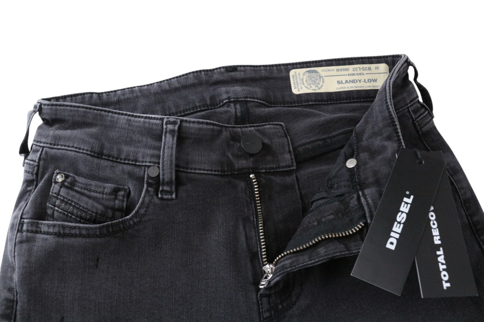 DIESEL Slandy-Low 085AW Women Jeans W25/L32 Super Slim-Skinny Grey Stretch