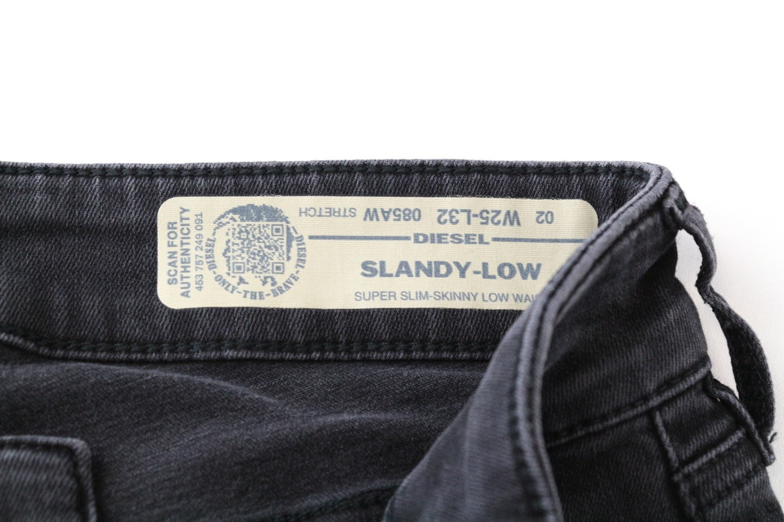 DIESEL Slandy-Low 085AW Women Jeans W25/L32 Super Slim-Skinny Grey Stretch