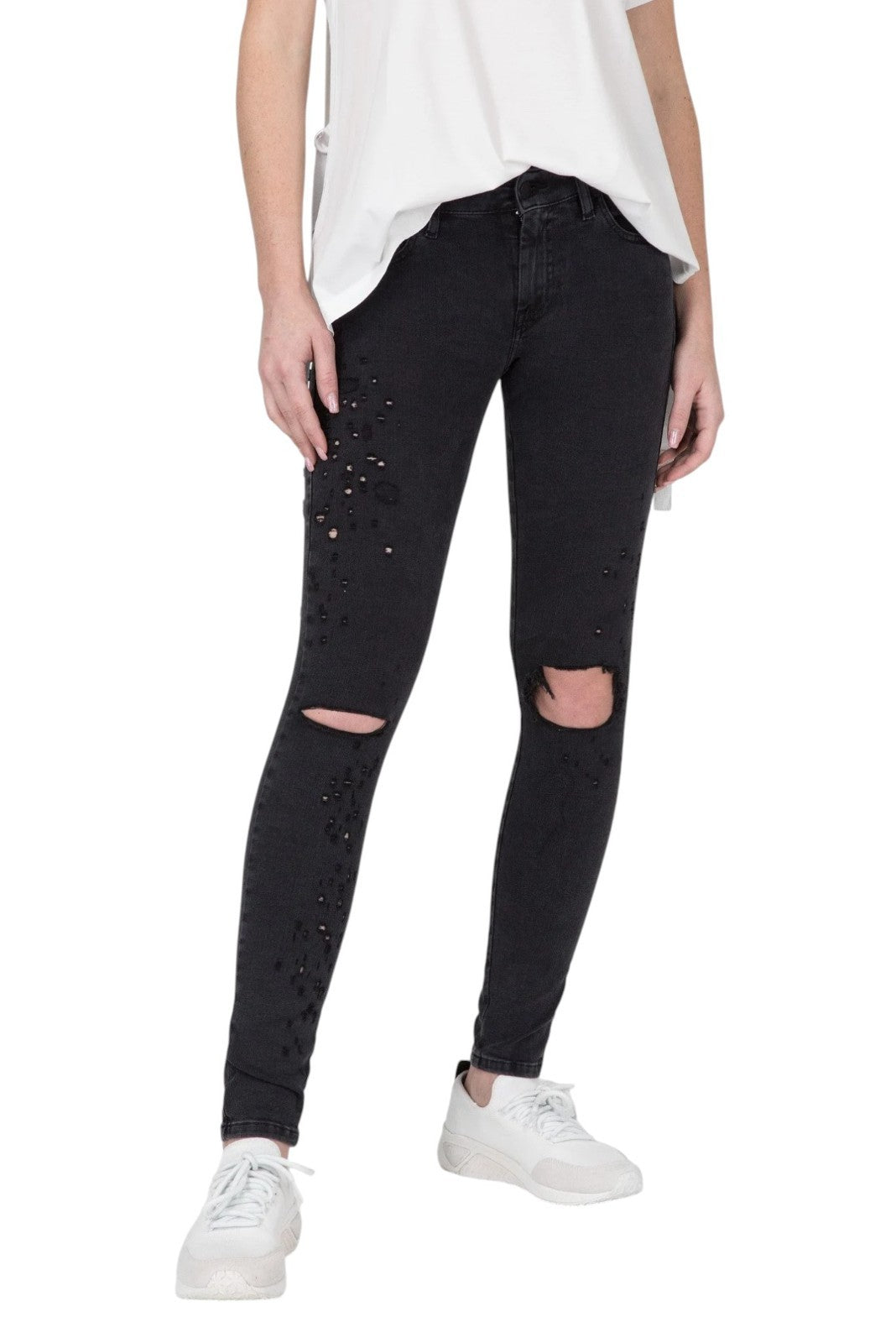 DIESEL Slandy-Low 085AW Women Jeans W25/L34 Super Slim-Skinny Fit Grey Stretch