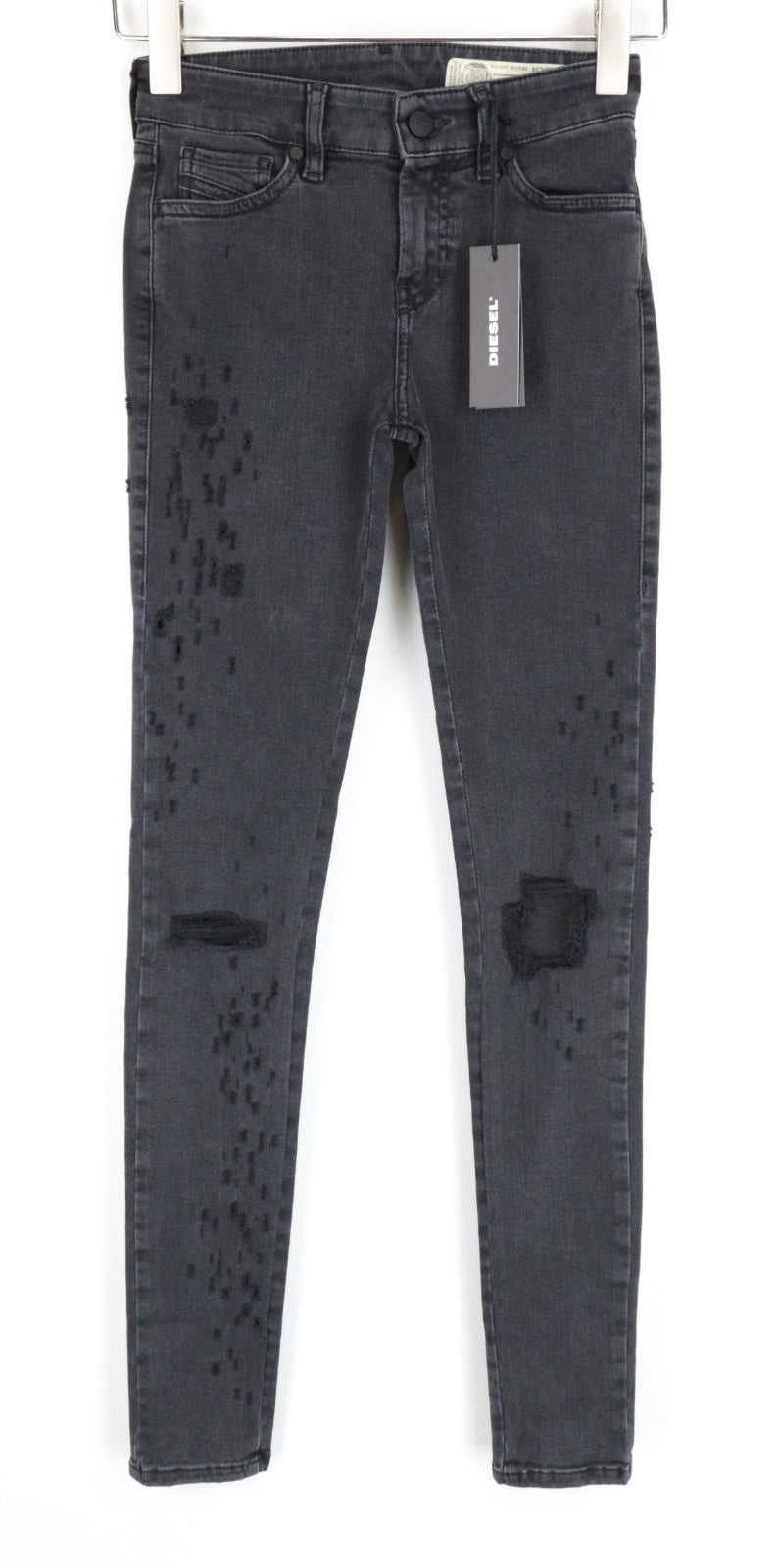 DIESEL Slandy-Low 085AW Women Jeans W25/L34 Super Slim-Skinny Fit Grey Stretch