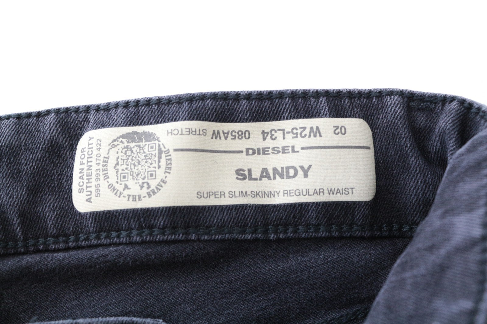 DIESEL Slandy-Low 085AW Women Jeans W25/L34 Super Slim-Skinny Fit Grey Stretch