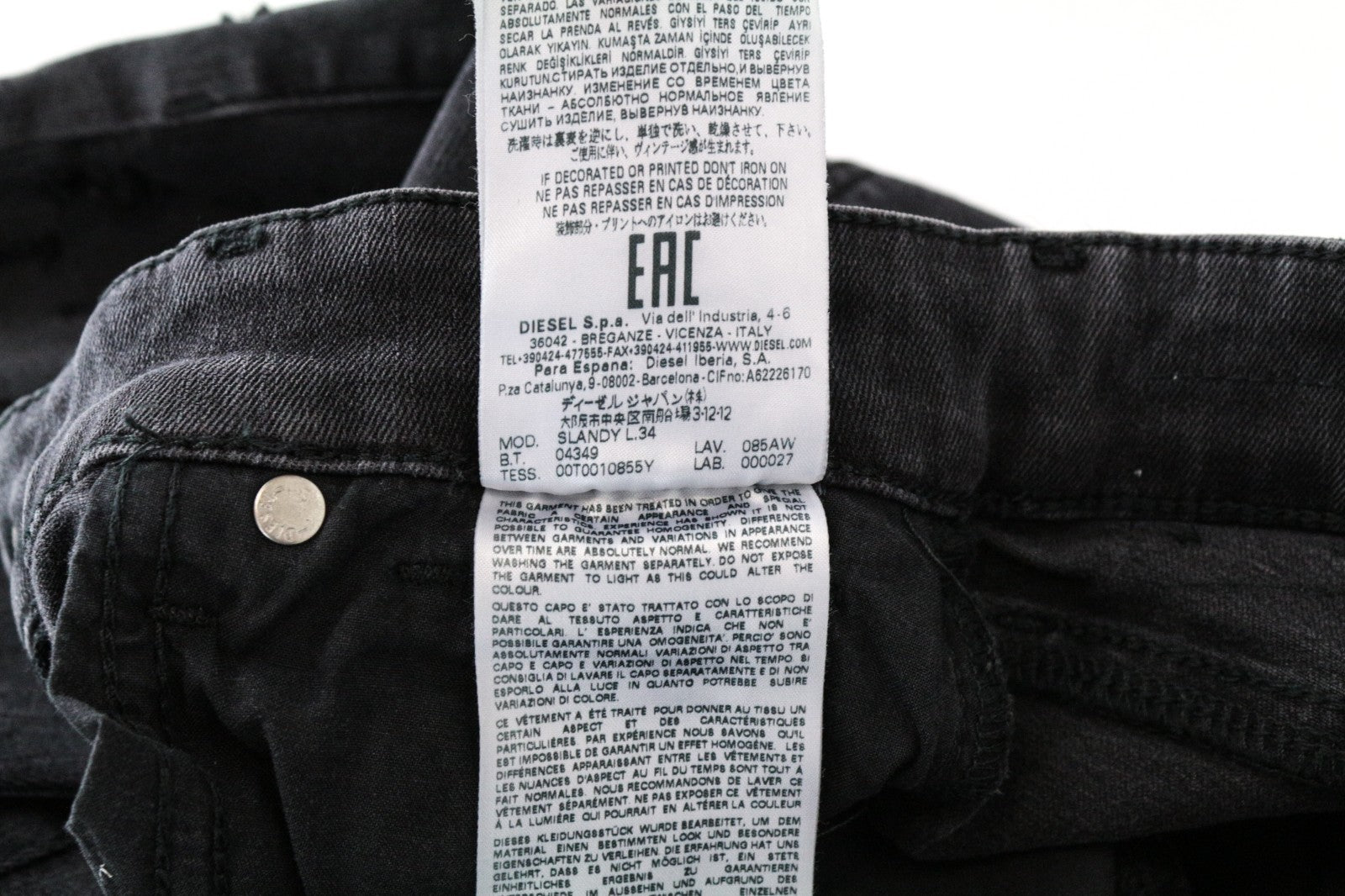DIESEL Slandy-Low 085AW Women Jeans W25/L34 Super Slim-Skinny Fit Grey Stretch