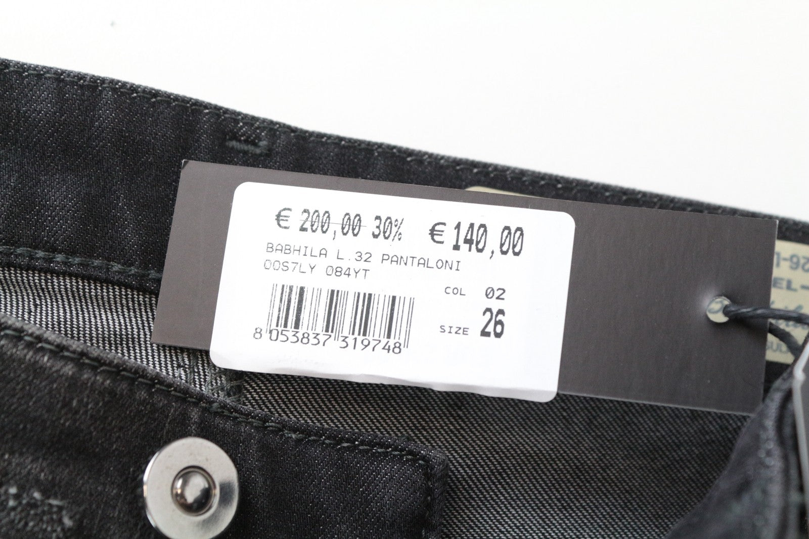 DIESEL Babhila 084YT Women Jeans W26/L32 Slim Skinny Fit Casual Grey Stretch