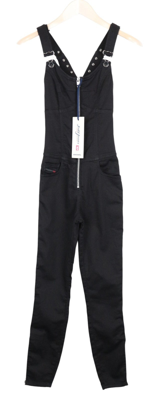 DIESEL D-Inder-Ne 0686E Women Jumpsuit 2XS Taper Fitted Jogg Sweat Black Stretch