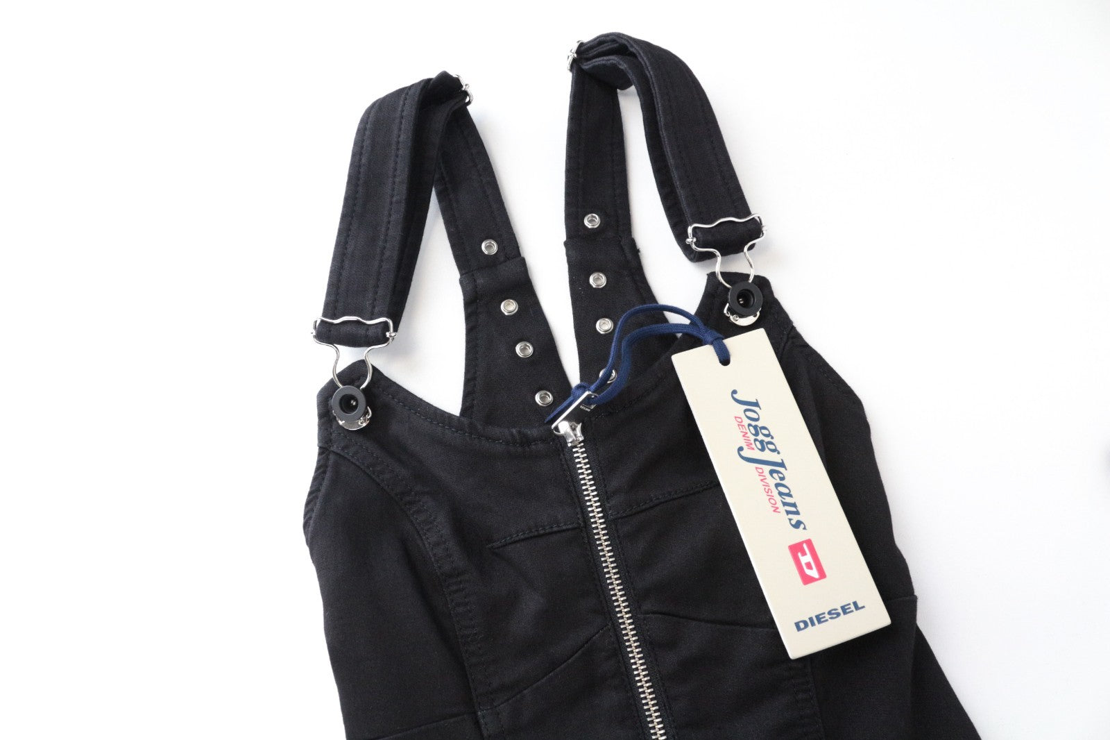 DIESEL D-Inder-Ne 0686E Women Jumpsuit XS Solid Black Lacing Jogg Sweat Tapered