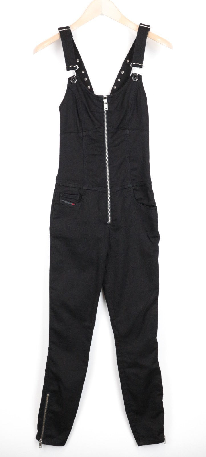 DIESEL D-Inder-Ne 0686E Women Jumpsuit XS Tapered Fit Black Stretch Jogg Sweat