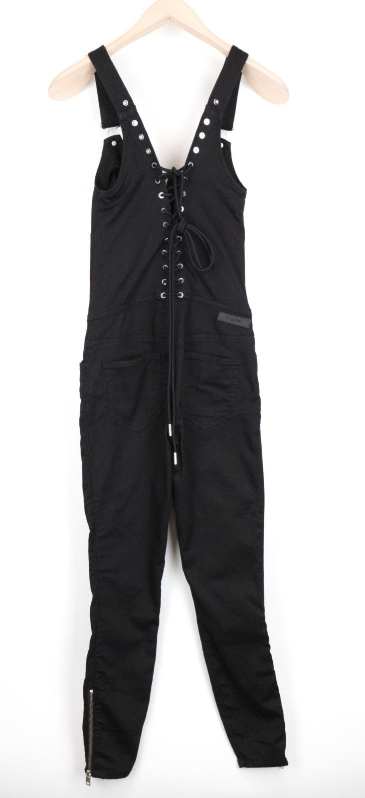 DIESEL D-Inder-Ne 0686E Women Jumpsuit XS Tapered Fit Black Stretch Jogg Sweat