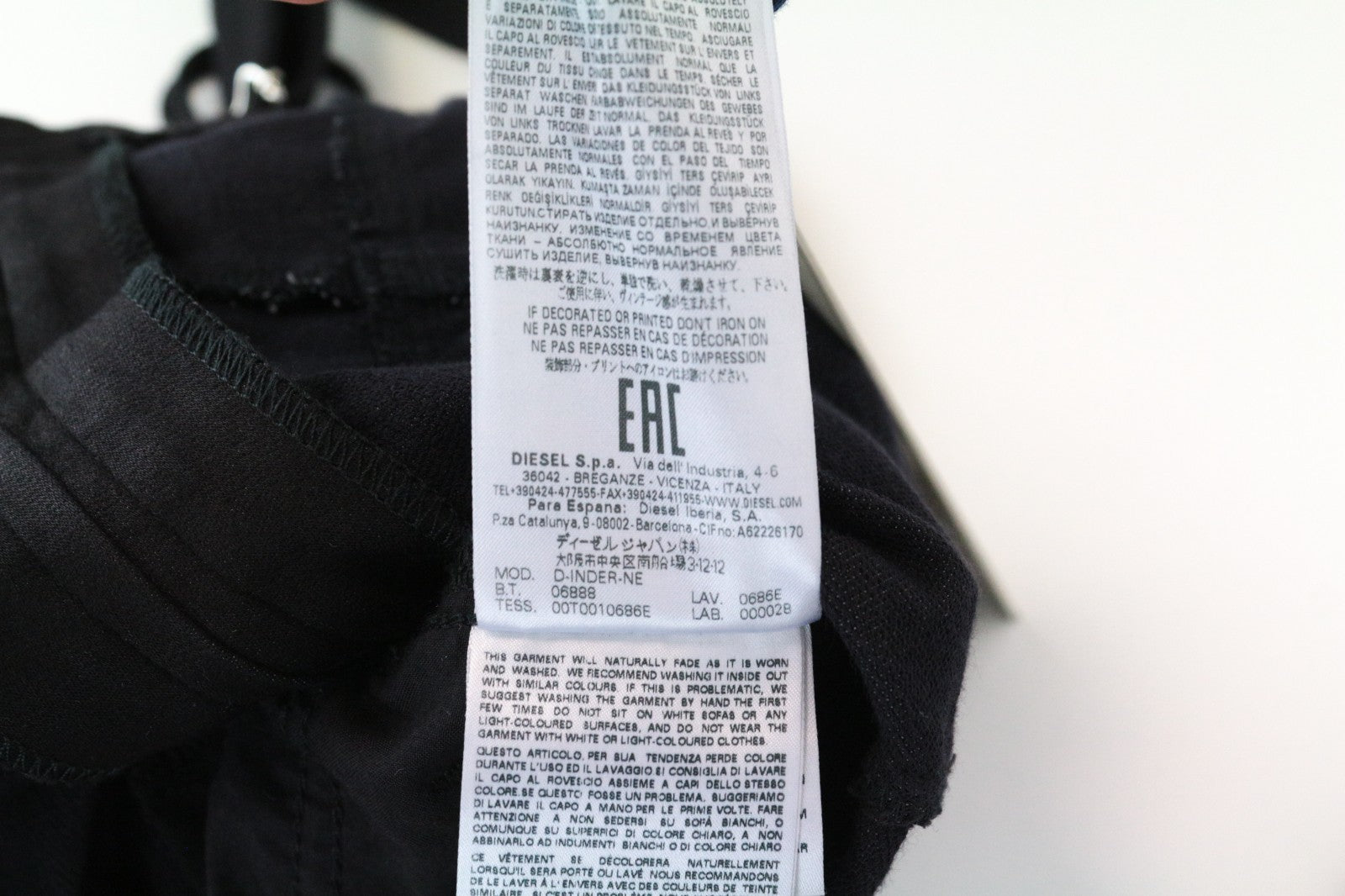 DIESEL D-Inder-Ne 0686E Women Jumpsuit XS Tapered Fit Black Stretch Jogg Sweat