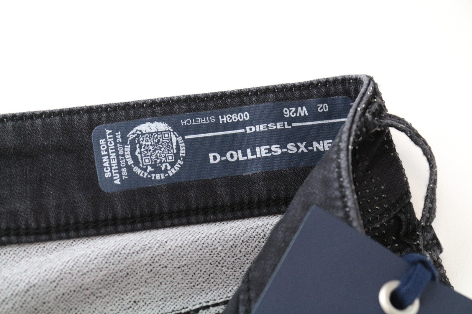 DIESEL D-Ollies-SX-NE 0093H Women Jeans W26 Slim Fit Grey Rhinestones Stretch