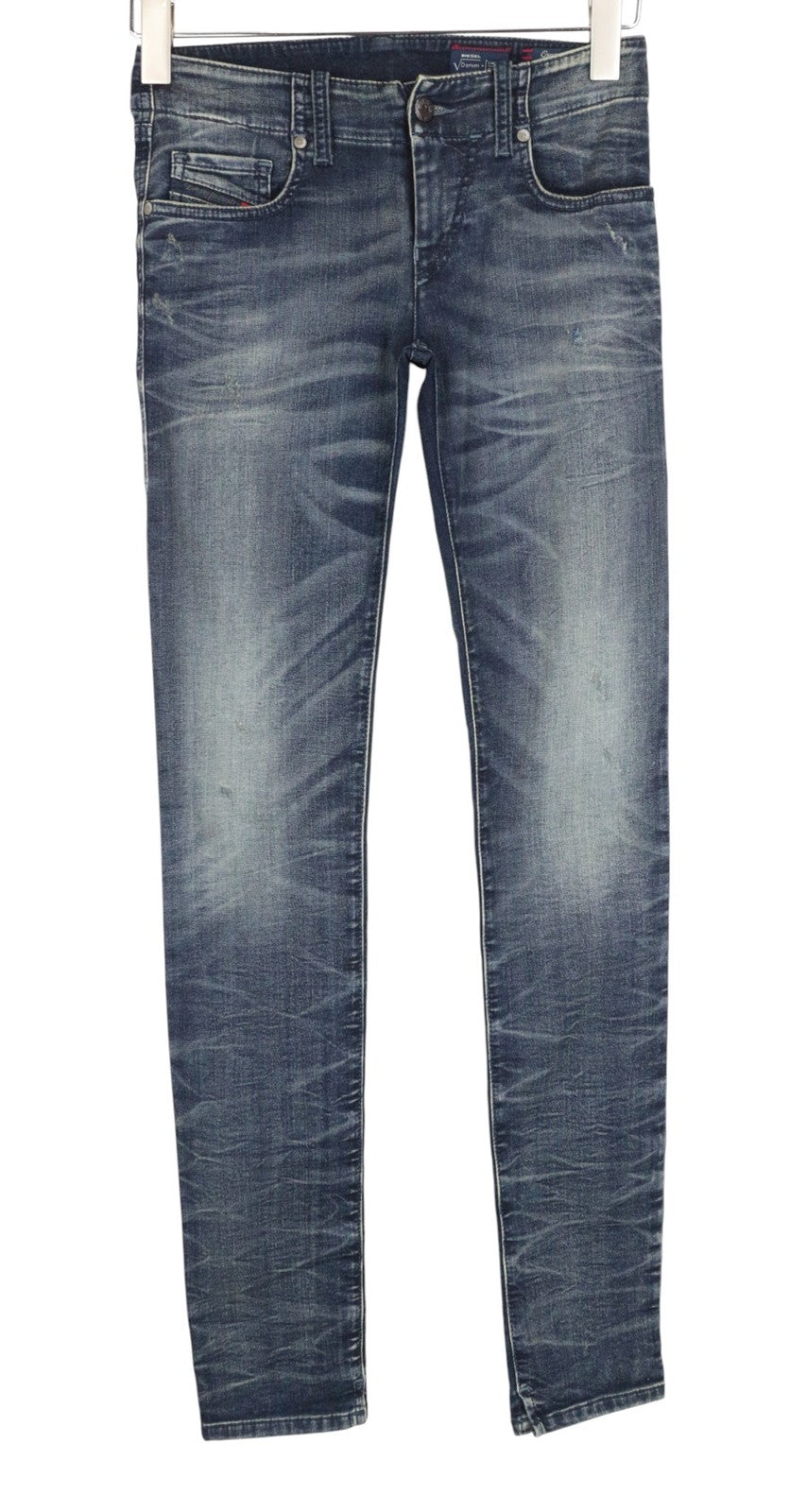 DIESEL Grupee-Ne 0674X Women Jeans W23 Jogg Sweat Ripped Blue Slim Skinny Fit