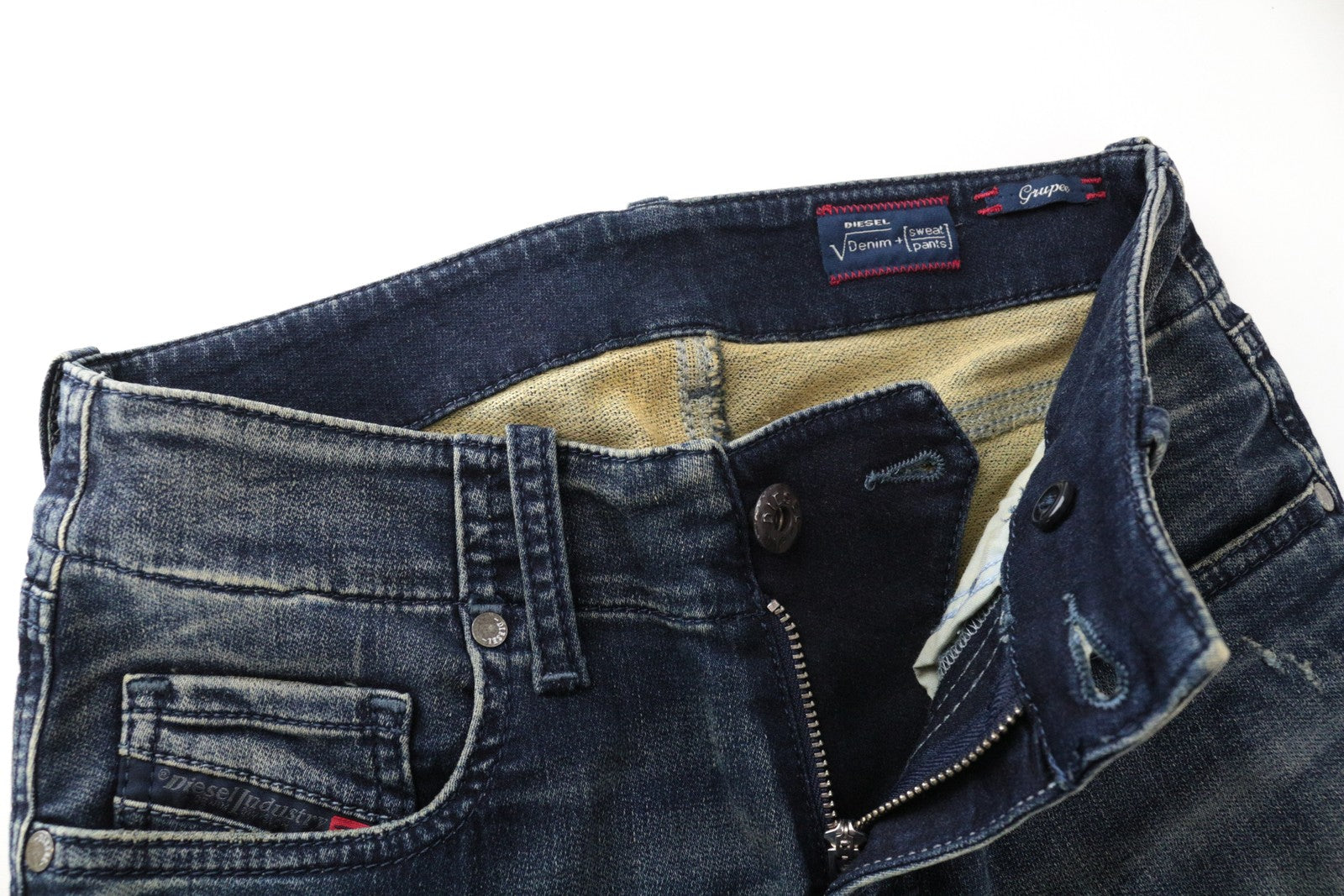 DIESEL Grupee-Ne 0674X Women Jeans W23 Jogg Sweat Ripped Blue Slim Skinny Fit