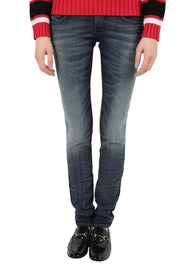DIESEL Grupee-Ne 0674X Women Jeans W25 Jogg Sweat Mid-Blue Distressed Slim Fit