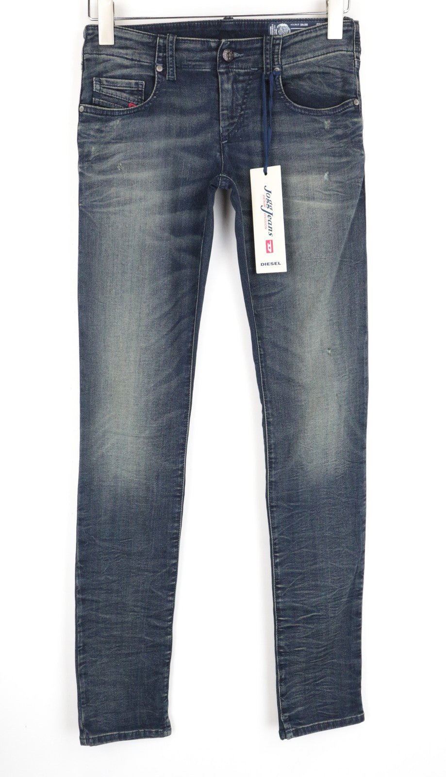 DIESEL Grupee-Ne 0674X Women Jeans W25 Jogg Sweat Mid-Blue Distressed Slim Fit