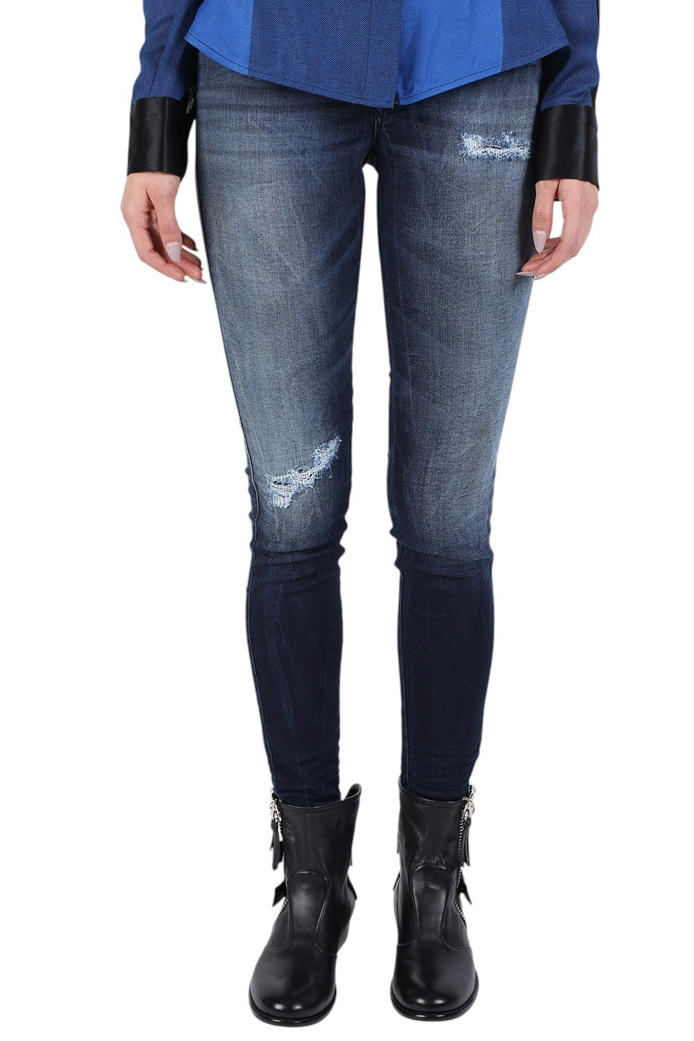 DIESEL Doris-Ne 0678S Women Jeans W25 Jogg Sweat Super Slim Skinny Distress Blue